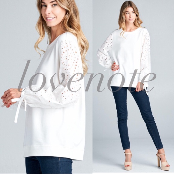 1 left! Sz S! Cotton Blend Long Tie Sleeve Blouse - Picture 2 of 5